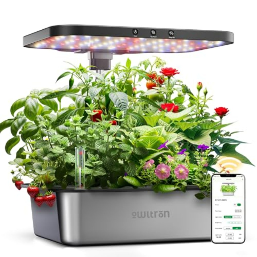 Indoor Herb Garden Kit - Indoor kruidentuinset met 15 potjes, donkerzilveren