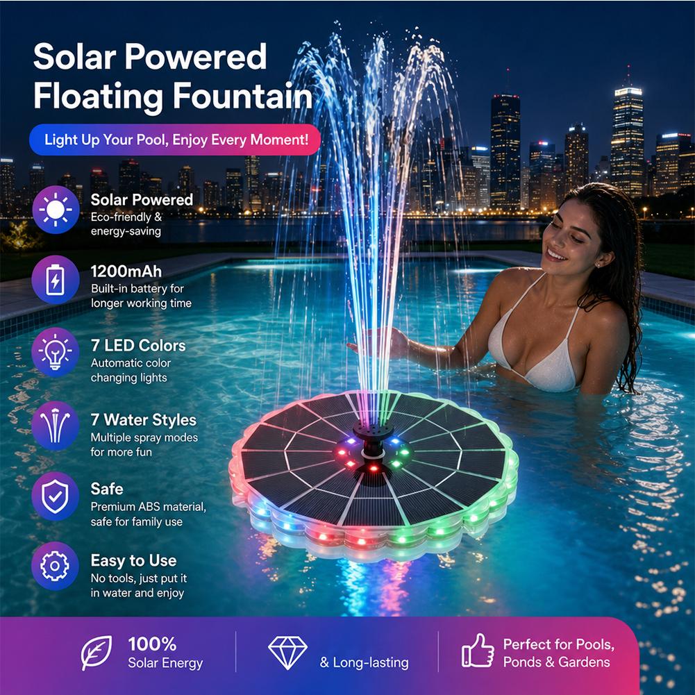 Smart Zen Garden - 3,5W buiten zonnefonteinpompset 7 spuitmonden 7-kleuren
