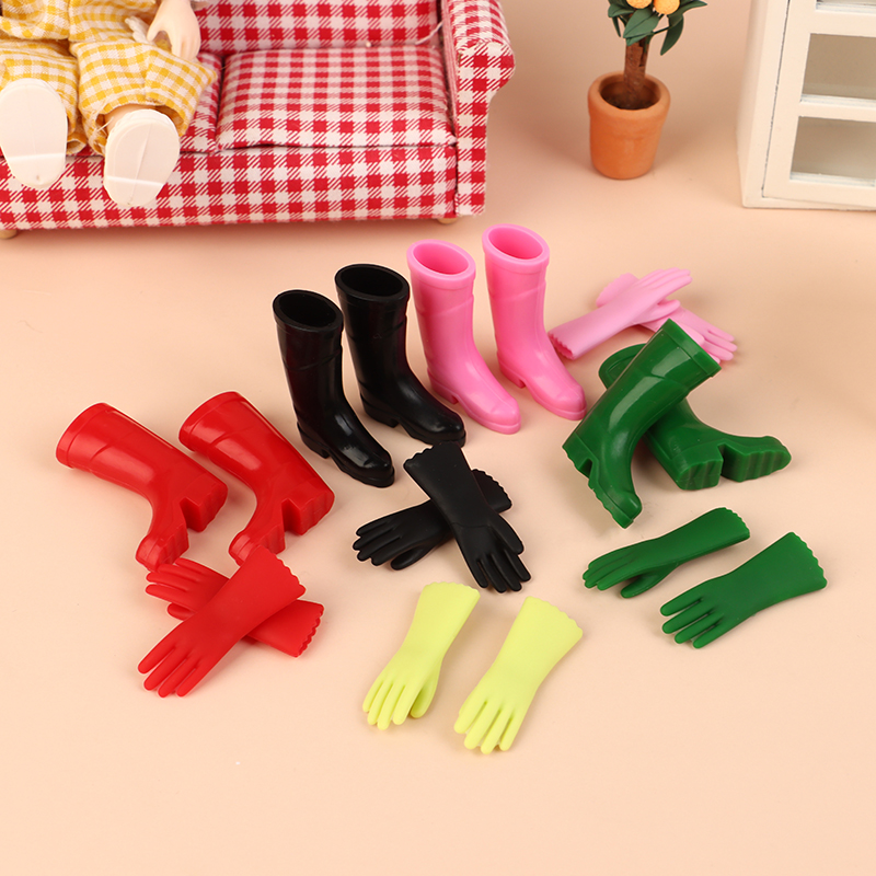 Smart Garden Mini - 1Set 1:12 Poppenhuis Miniatuur Regenlaarzen Tuinhandschoenen